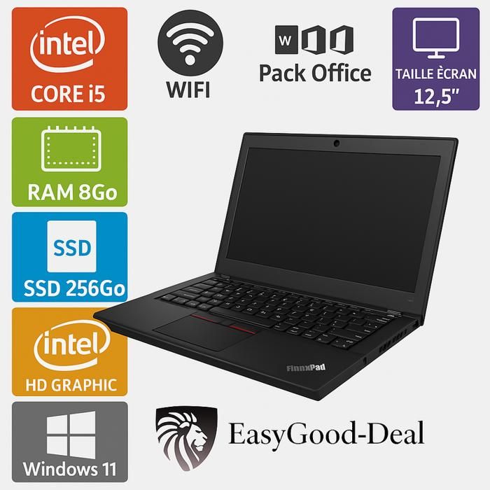 PC Portable Lenovo X260 i5 - SSD 256Go - RAM 8Go - Écran 12.5 - Win 11 Pro - Office - WiFi - Bluetooth - HDMI - Easygood-deal - Lenovo