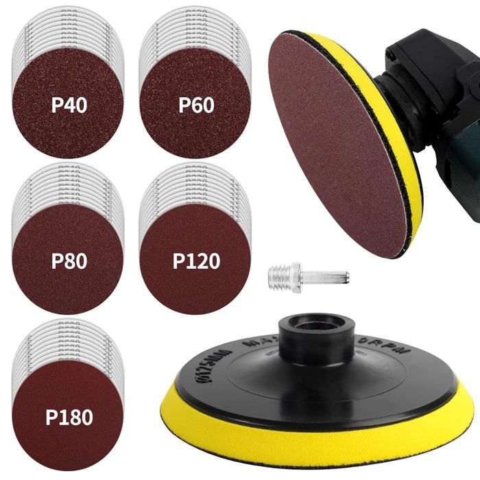 2 Plateaux De Ponçage 125mm (5 Pouces) Avec Fixation M14 - Pour Disques Auto-agrippants, Ponceuse, Polissage