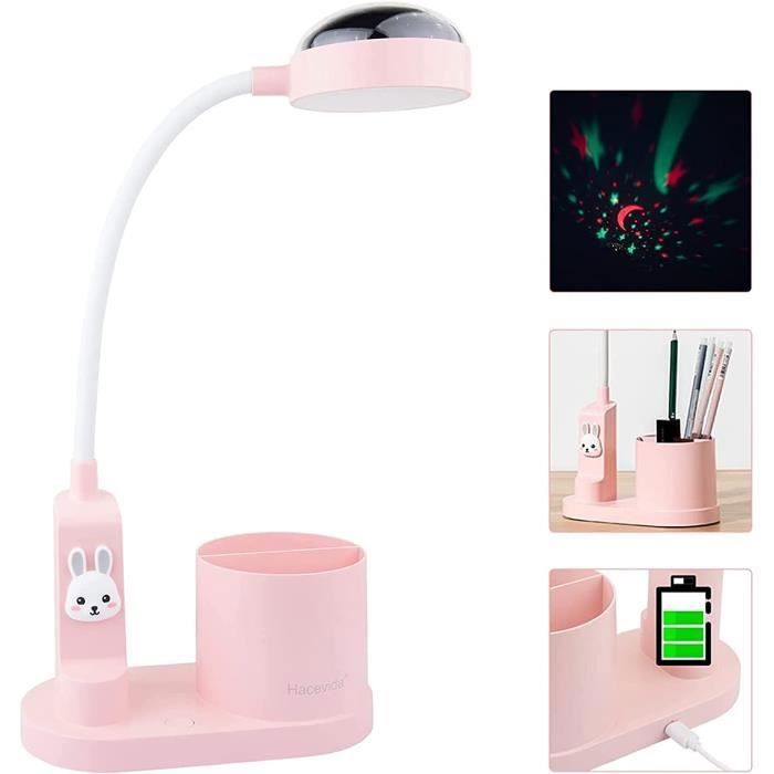 Lampe de bureau pour enfants avec porte-stylo Lampe de chevet à changement de couleur Lampe de lecture LED rechargeable Étiquette
