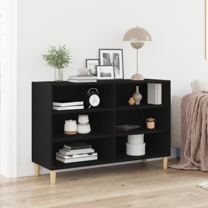 Solde dautomneBuffet bahut vaisselier - RUIGOU - Commode Pour salon Chêne noir Chêne massif 103.5 x 35 x 70cm Buffet bahut vais