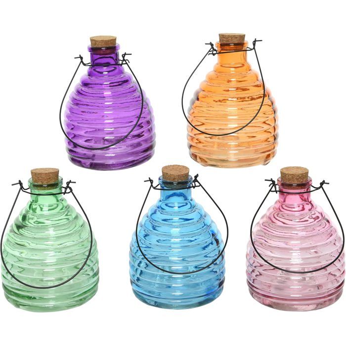 Piège à Guêpes En Verre Coloré Vert – 13,1 Cm – Pour Terrasse Et Jardin – Sans Insecticide – Utilisation Avec Limonade Ou Vinaigre