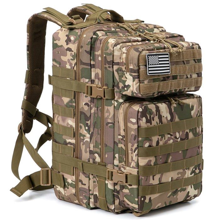 Sac à dos Tactique Militaire - Maavoki - 45L - Polyvalent Imperméable - Ergonomique - Camouflage