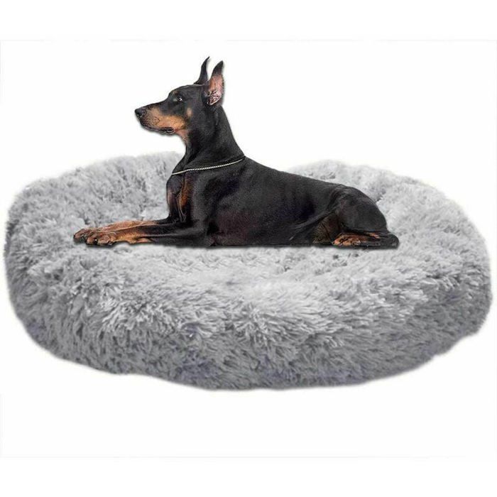 Comparer les prix de Panier rond doux pour chien extra large lavable avec coussin coussin de luxe pour grands chiens L-80 cm gris clair