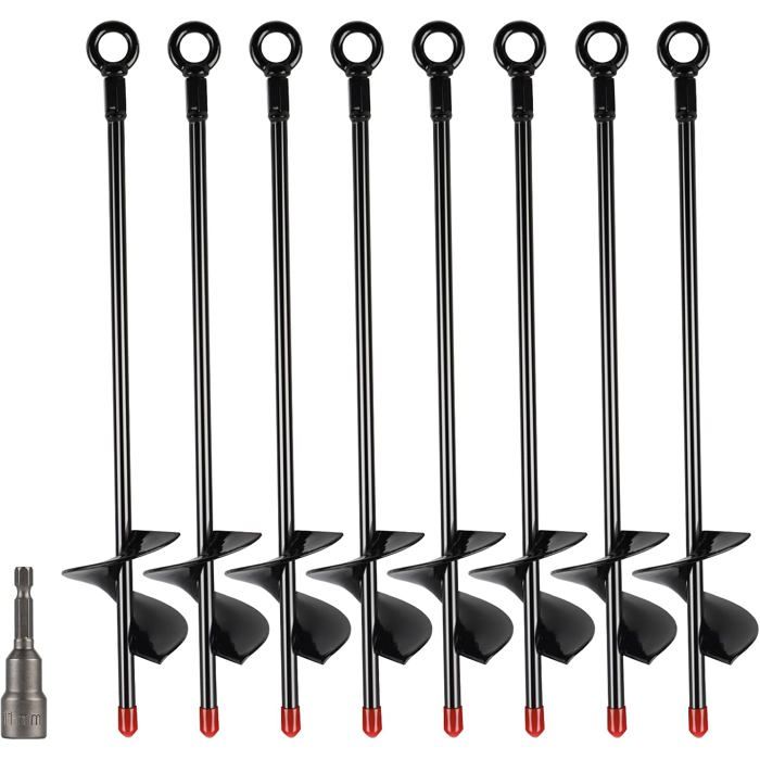 Kit Ancrage Au Sol Ultrasport – 4 Sardines Galvanisées 40 Cm + Sangles Réglables 190 Cm, Pour Trampoline, Balançoire, Abri Jardin