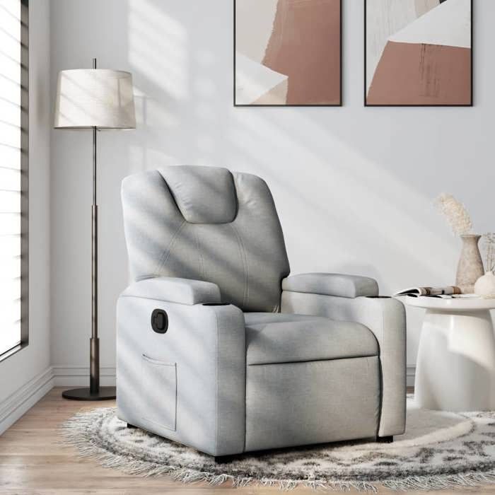 Printemps/été 2025 Fauteuil Relax SOLOMON Fauteuil inclinable Gris clair Tissu - 74x88x97 cm LV5586