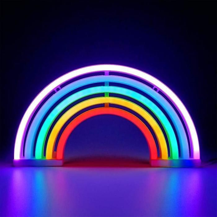 Enseignes au néon arc-en-ciel lumières arc-en-ciel à LED pour chambre à coucher lumières néon arc-en-ciel à piles ou USB