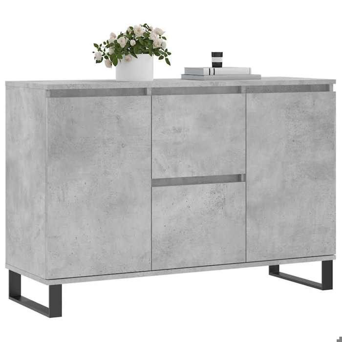 MGH - TOP Buffet de rangement - Cabinet/Commode Bois - gris béton 101 5x35x70 cm - Bois dingénierie LV2102