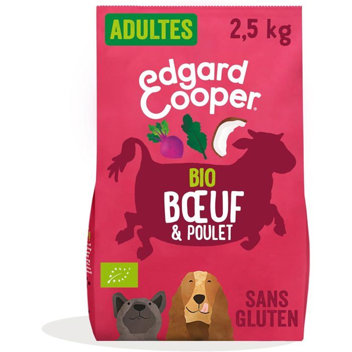 Meilleurs prix pour Croquettes Bio Chien - Edgard Cooper - Bœuf Bio - Sans Céréales - Hypoallergénique - 2.5Kg