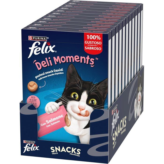 Comparer les prix de Snack Liquide pour Chats - YUMI MAZAO - Felix Deli Moments - Saumon - 44 boîtes de 10 g