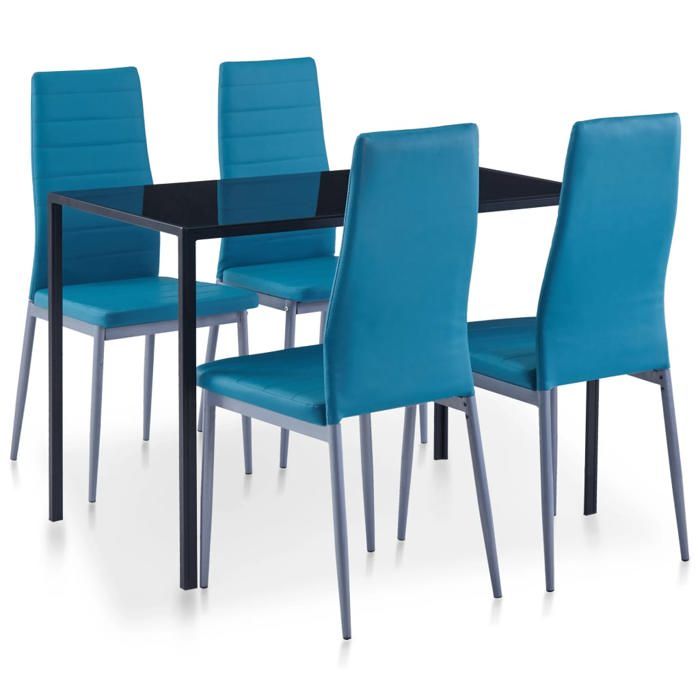 BEWI®Ensemble de salle à manger - Table de cuisine et chaises - Pour restaurant/famille - 5 pcs Bleu - Hauteur:74cm &Promo119385