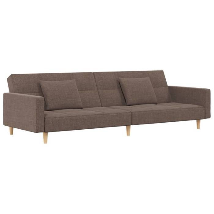 SWEETY@ Canapé-lit Convertible - Sofa à 2 places - avec deux oreillers - taupe tissu LL343