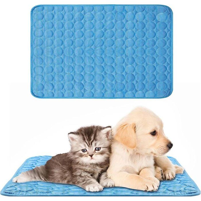 Tapis de Refroidissement pour Chien Tapis Rafraichissant Argent Glacé Tapis Mesh Respirant Ice Silk Autoventilation Pet Mat