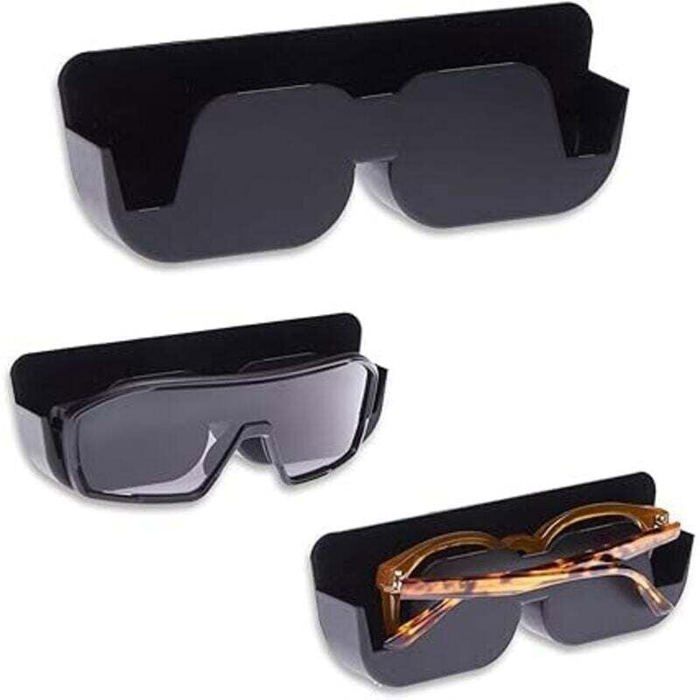 One Porte-lunettes de voiture – Support de rangement autocollant pour lunettes de soleil avec coussinets en feutre pour lunett