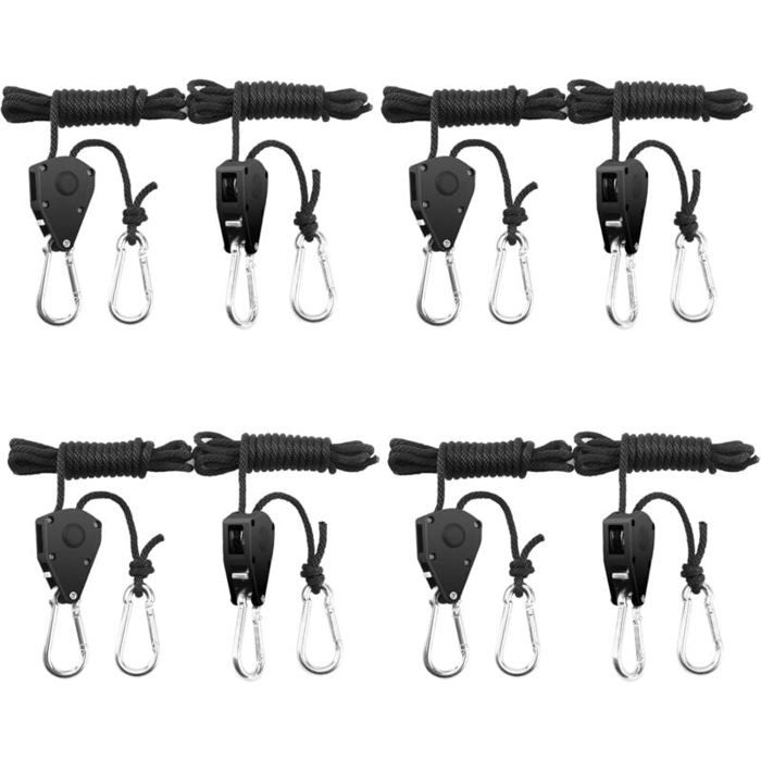 Sangle à cliquet réglable - MICH - 8 pièces - 1/8 pouces - Capacité 150 LB par paire - Corde en polypropylène