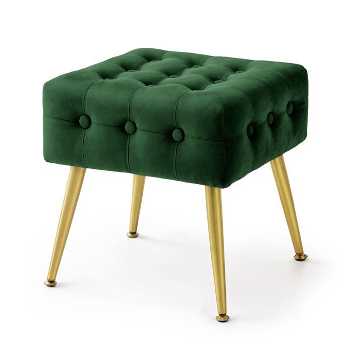 Tabouret rembourré en velours 40 cm QUADRA Vert Bouteille Tabouret rembourré en velours 40 cm QUADRA Vert Bouteille