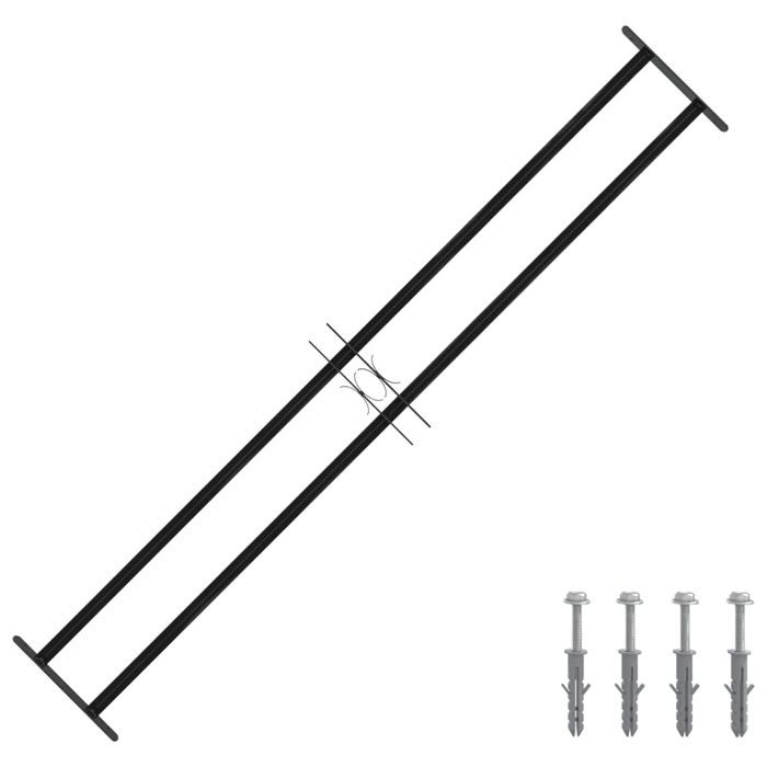 Grille de fenêtre en acier - vidaXL - Noir - 176x30 cm - Réglable en largeur - Acier enduit de poudre