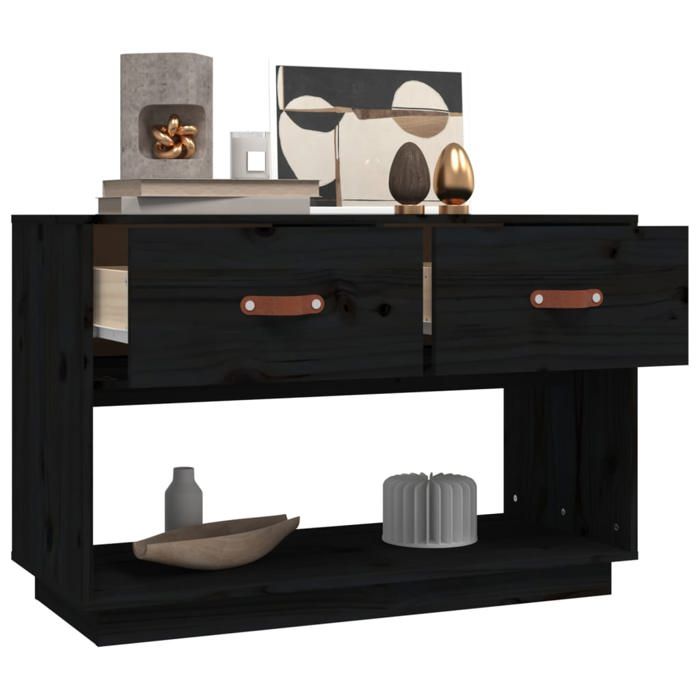 NEUF Armoire TV - Noir - Meuble TV - TABLE TV - Noir 90x40x60 cm - Bois de pin massif TT4080