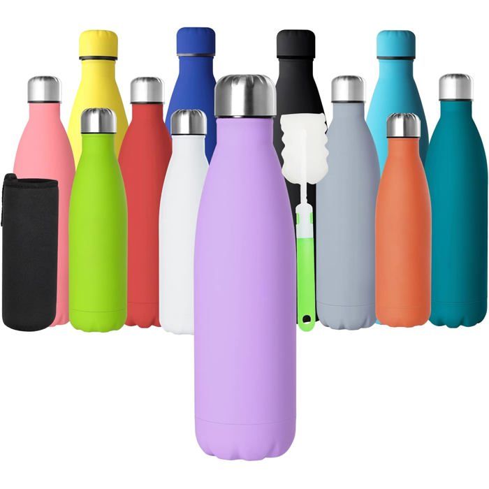 TRAHOO-Gourde Isotherme 500ML Gourde Inox Isotherme à Double Paroi Isolée sous Vide 12 Heures Chaudes et 24 Heures Boissons [J284]