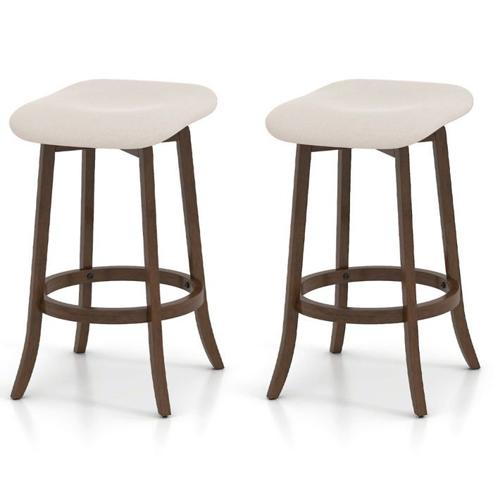 Tabourets de bar - HELLOSHOP26 - Lot de 2 - Bois dhévéa - Assise pivotante - Design compact Tabourets de bar - HELLOSHOP26 - Lot de 2 - Bois dhévéa - Assise pivotante - Design compact