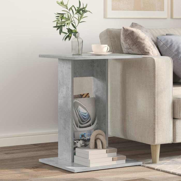 NEW 2026 Table dappoint( 1 pc) - Console meuble - Gris béton 45x40x62 5 cm Bois dingénierie L1208