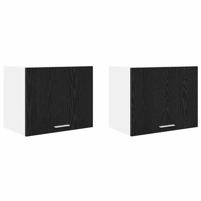 Noir Placard suspendue - Armoire Murale 2 pcs Chêne noir et Blanc 50x31x40cm FZ38197
