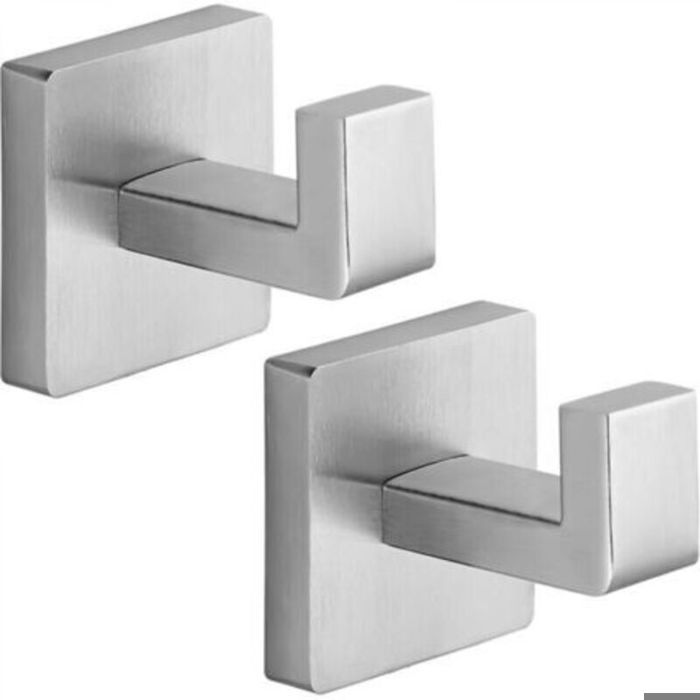 Crochets porte-serviettes muraux carrés en acier inoxydable robuste pour salle de bain cuisine chambre hôtel finition nickel