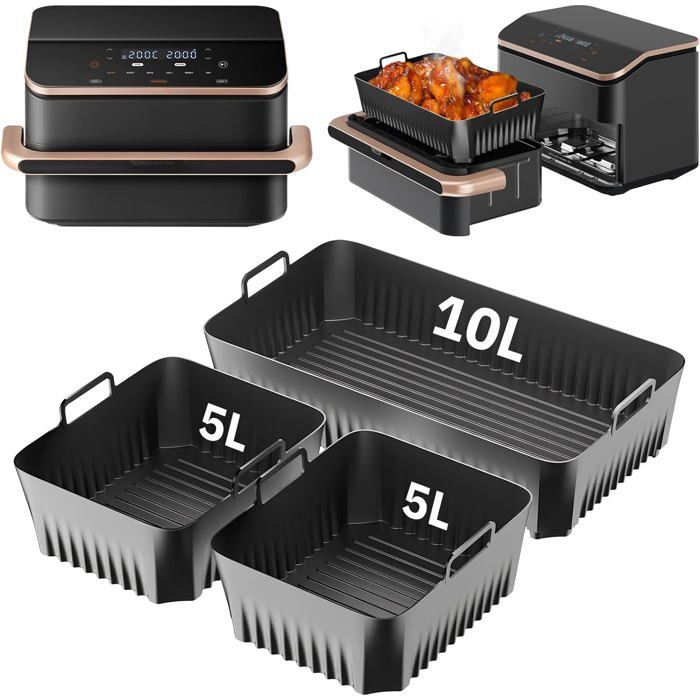 Moule Silicone Air Fryer Pour Cosori Air Fryer 10L Twinfry Lot De 3 Moule Air Fryer Accessoires Pour Air Fryer Cosori 10L Plat A