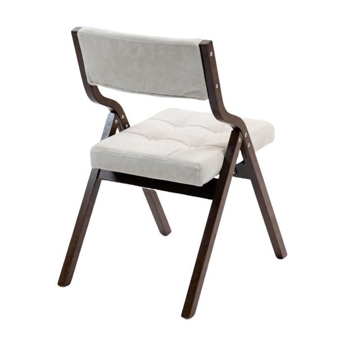 Chaise pliante de salle à manger HOMEFUN – lot de 2 – bois – rembourrée – beige