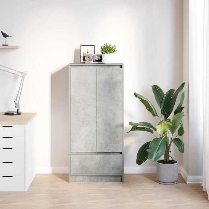 Armoire avec tiroir bois ingénierie - Meuble de rangement - design simple - bois dingénierie - gris béton - 555x34x1195 cm shg90l