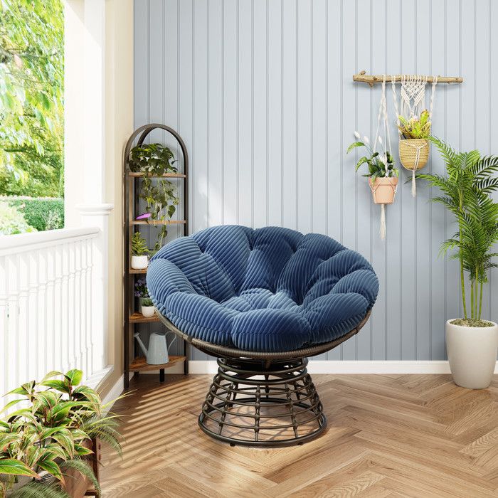 Chaise Papasan pivotante - Pivotante à 360° - Coussin épais en polyester - Ergonomique pour confort optimal
