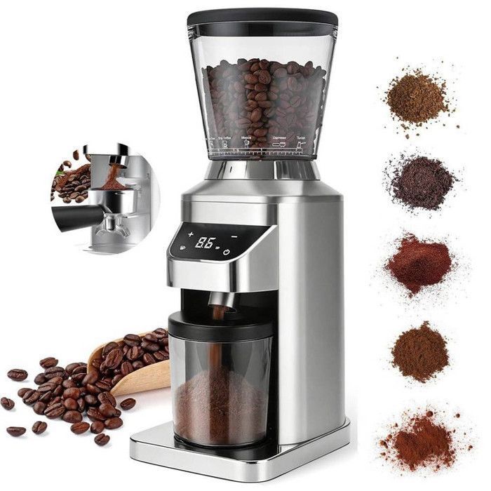 Moulin à Café Électrique Écran Tactile LCD 34 Niveaux de Mouture Pour Espresso Filtre French Press