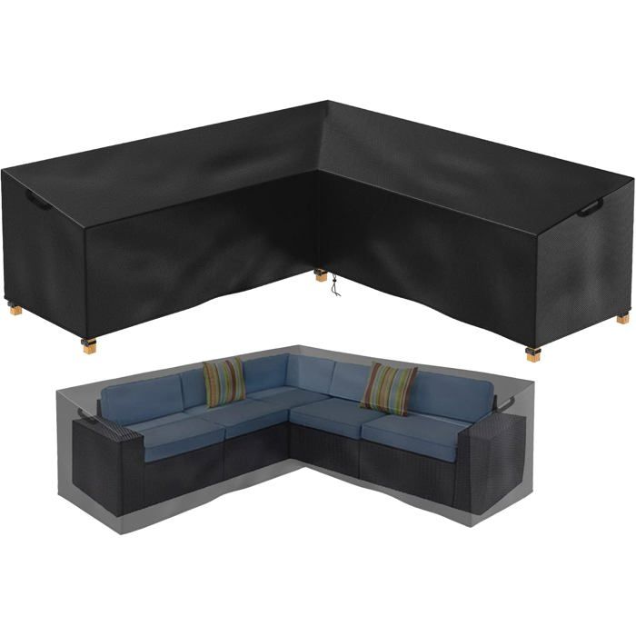 Housse mobilier jardin en L - Oxford 600D imperméable - 215 x 215 x 80 x 85 cm - protection extérieure canapé dangle