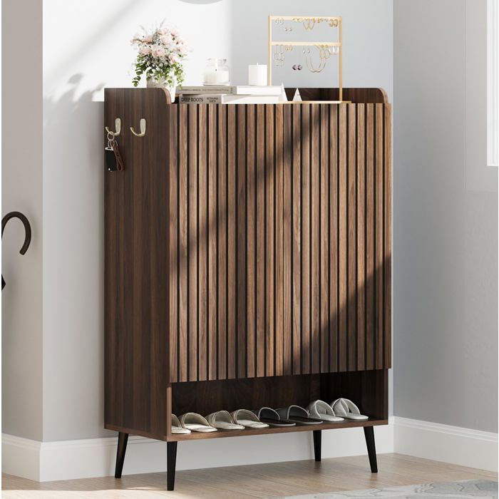 Koioplie Armoire à Chaussures 6 Niveaux - Meuble Rangement 30 Paires avec Portes Étagères Réglables - Entrée/Couloir - Marron