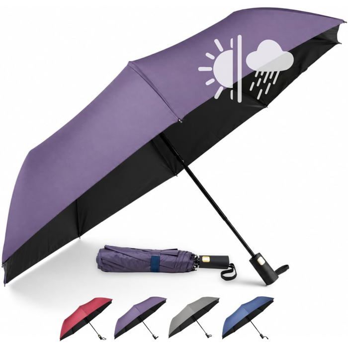 Ombrelle anti-UV pliable  - Protection anti-UV UPF 50 - 2 en 1 pluie et soleil - Ouverture automatique