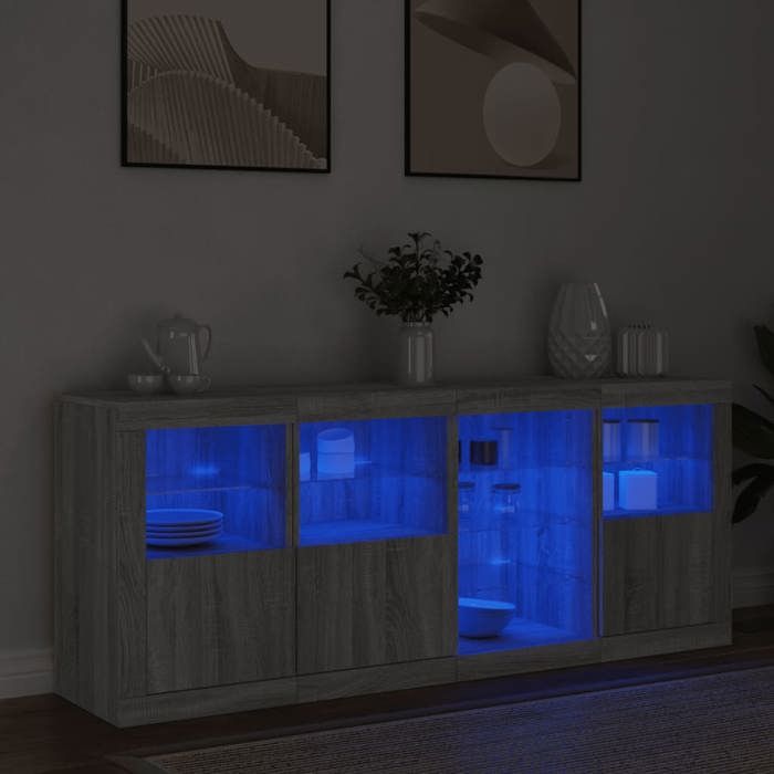 Gris Commode Salon CHIC LED Buffet bas/Cabinet 1 PC sonoma gris 164x37x67 cm N12314