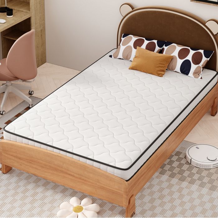 Matelas à ressorts 90×200 cm H3 ergonomique soutien lombaire livré roulé - MODENVIE - Blanc