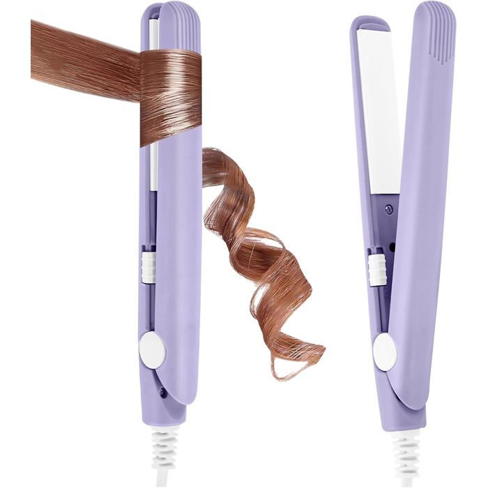 Mini Fer à Lisser Lisseur Boucleur Cheveux 2 en 1 Tension Universelle 110-220V Chauffage express en 10 secondes Adapté à tous types