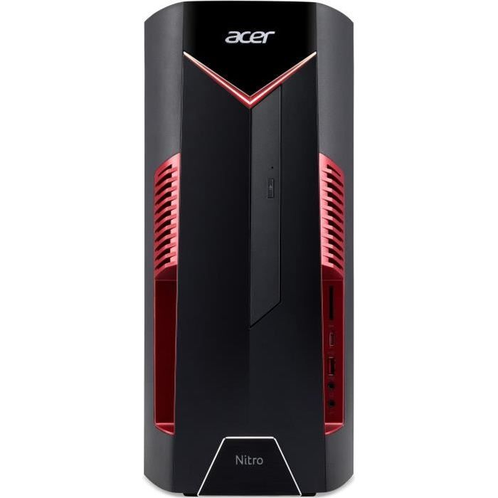 Unité Centrale Gamer - ACER Nitro N50-600 - Core i5-9400F - RAM 8Go - 1To HDD + 128Go SSD - GTX 1650 4Go - Win 10 - Noir et Rouge