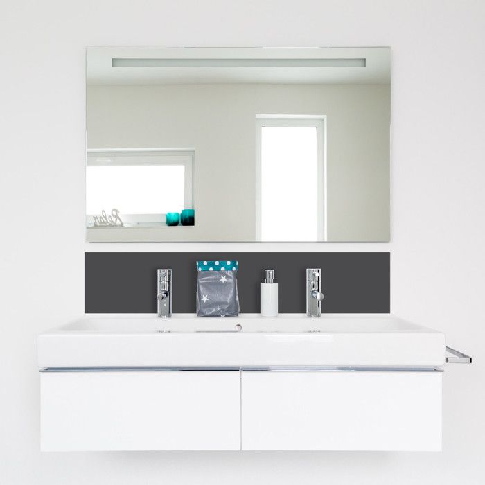 Crédence gris foncé en aluminium adhesive - 100 cm x 20 cm - Gris fonce - Face arrière autocollante - Fond de hotte