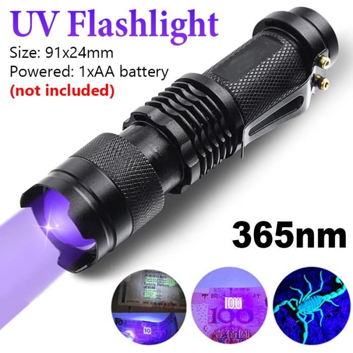 Lampe de poche UV - TBEST - Rechargeable - 365 Nm - Alliage d'aluminium - Intérieur - Bricolage Lampe de poche UV - TBEST - Rechargeable - 365 Nm - Alliage d'aluminium - Intérieur - Bricolage