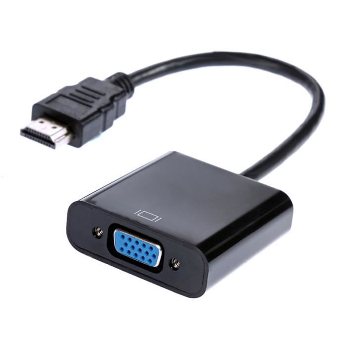 Adaptateur HDMI vers VGA avec port audio auxiliaire 3,5 mm (convertisseur  HDMI vers VGA) en noir 