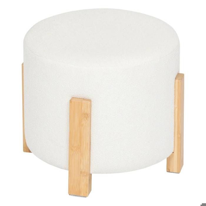 Tabouret Bansa bouclette bambou blanc D375x32cm - Atmosphera Créateur dintérieur Tabouret Bansa bouclette bambou blanc D375x32cm - Atmosphera Créateur dintérieur