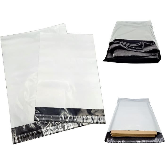 Emballage Colis Vinted 4 Tailles 60Pcs Pochette Colis Enveloppe Plastique  Expedition 50x60/42x52/30x40/25x35cm Blanches Opaques Sac Expedition