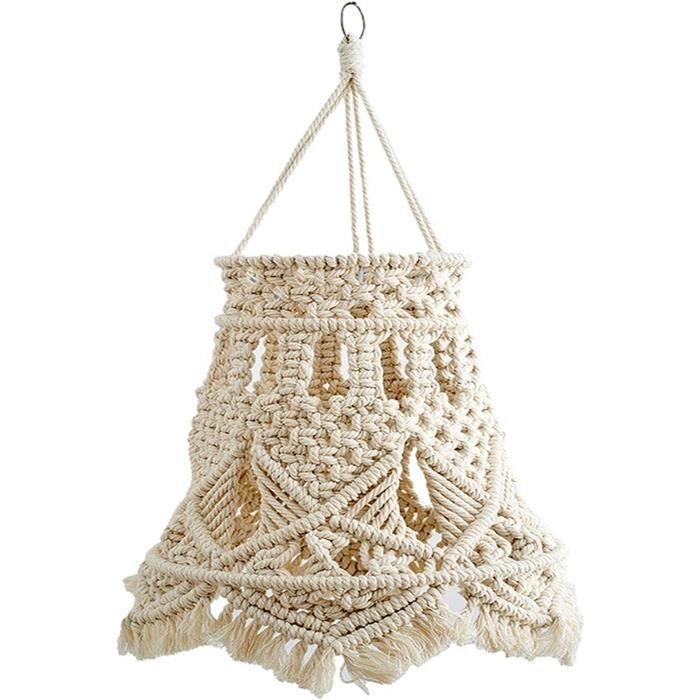 Abat-jour En Macramé, Tressé à La Main En Corde De Coton Macramé