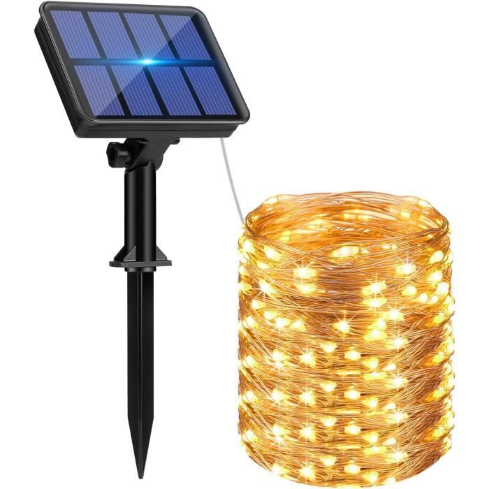 Lot de 3 Guirlande Luineuse Exterieure Solaire, 15 150LED Étanche, 8 odes Guirlande Solaire