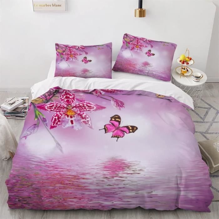 MLUNKQAIL Housse De Couette 90x190 Rose, Parure De Lit Chat En Peluche, Sets De Housses De Couettes 3 Pièces Microfibre Avec Fermeture Éclair Et 2 Taies D'oreiller 65x65 Cm