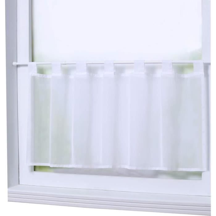 KnSam Rideau Voilage Court Blanc à Volants - 90x45cm - Passe