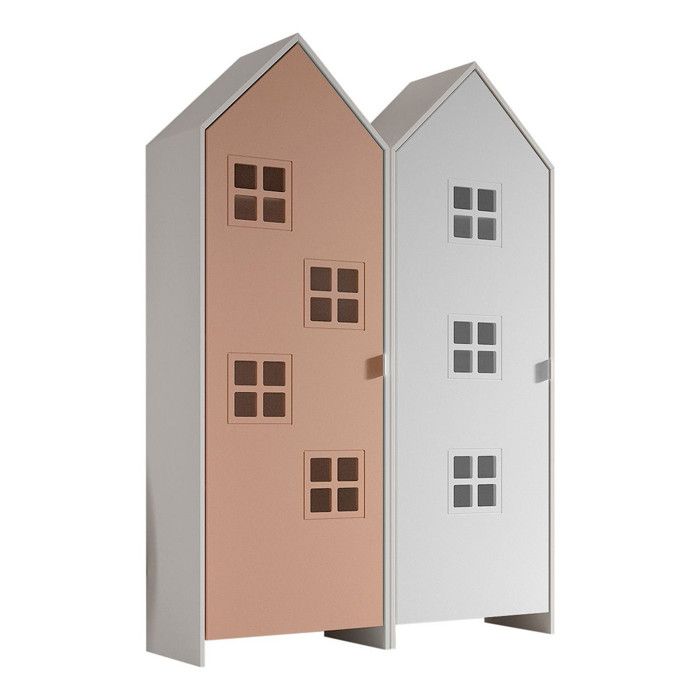 Pack - 2 Armoires Enfant Casami Bruges 171cm Rose & Blanc