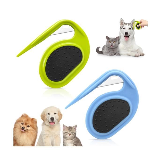 2 Pièces Coupe Noeud Poil Chat Pet Dematting Comb Peigne À Noeuds Pour Animaux De Compagnie Peigne Dépilation pour Chiens - sh
