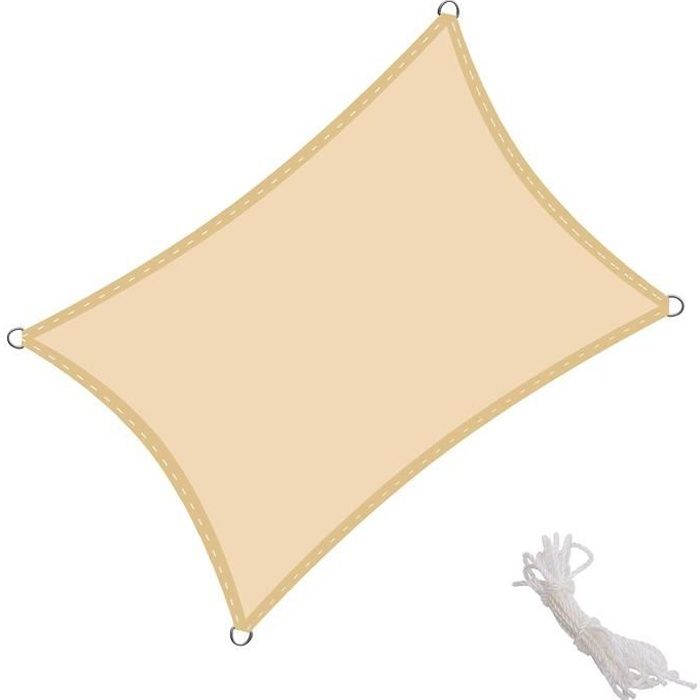 Voile dombrage Kingshade - Toile solaire rectangulaire 3x5m - PES Imperméable protection UV - couleur sable